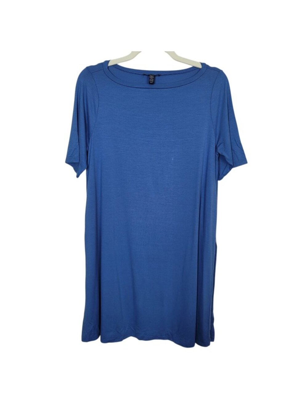 Eileen Fisher Blue Long Tee Shirt Tunic Top XS Boat Neck Casual Normcore Soft
